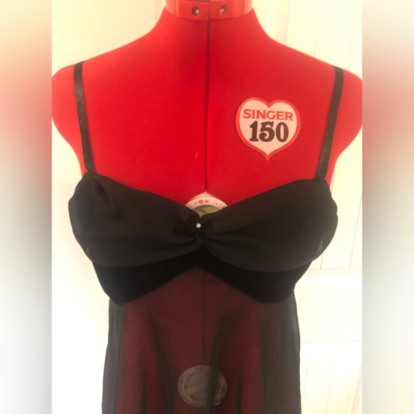 🎁 2 For $30 Black Velvet And Sheer Babydoll / Teddy With Rhinestone - Picture 5 of 11
